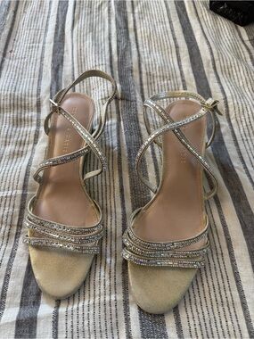 Kelly & Katie Gold Crystal Strappy Heels